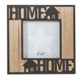 Ramka dekoracyjna z napisem HOME drewno i metal - 17 x 2 x 17 cm - jasnobrązowy 1