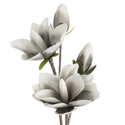 MAGNOLIA kwiat sztuczny dekoracyjny z plastycznej pianki foamirian ∅ 17 x 59 cm popielaty,biały