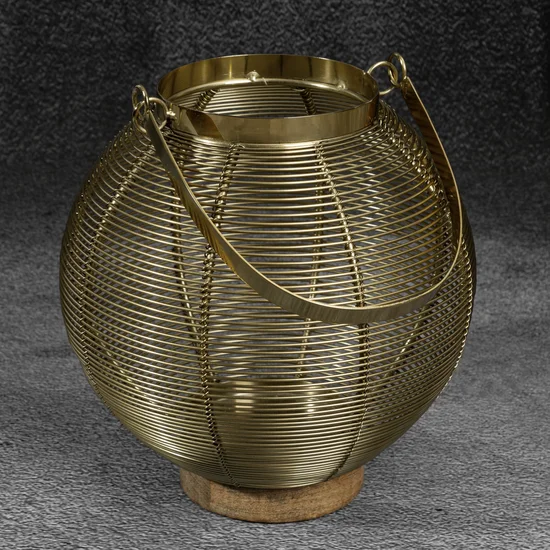 Lampion dekoracyjny MELA złoty z metalu - ∅ 22 x 23 cm - złoty