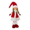 Figurka świąteczna DOLL lalka w zimowym stroju z miękkich tkanin - 16 x 10 x 52 cm - biały 1