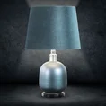 Lampa stołowa MALIA na podstawie łączącej perłowe szkło i metal z welwetowym abażurem - ∅ 38 x 61 cm - turkusowy 1