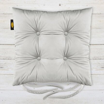 Dwustronna welwetowa poduszka siedziskowa na krzesło z czterema pikowaniami, gramatura 260 g/m2 40 x 40 x 8 cm jasnostalowy