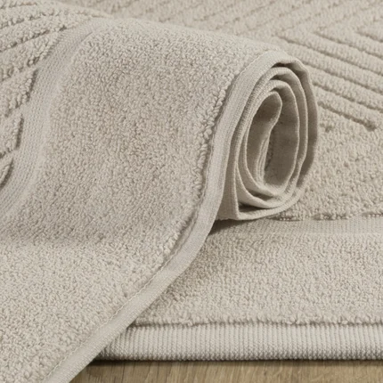 REINA LINE Dywanik łazienkowy z bawełny frotte zdobiony wzorem w zygzaki REINA LINE Dywanik łazienkowy z bawełny frotte zdobiony wzorem w zygzaki - 50 x 70 cm
