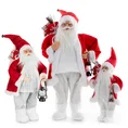 Mikołaj - figurka świąteczna  z workiem prezentów i lampionem - 33 x 20 x 60 cm - biały 2