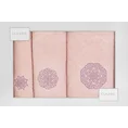 Komplet ręczników z haftem w kształcie mandali w kartonowym opakowaniu - 56 x 36 x 7 cm - różowy 2