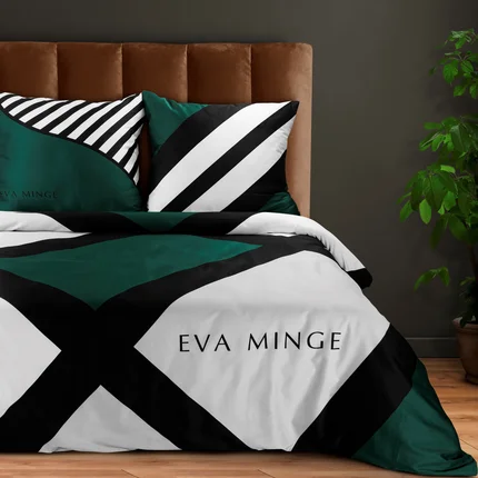 EVA MINGE Komplet pościeli EVA 07 z najwyższej jakości makosatyny bawełnianej z designerskim nadrukiem geometrycznym EVA MINGE Komplet pościeli EVA 07 z najwyższej jakości makosatyny bawełnianej z designerskim nadrukiem geometrycznym - 160 x 200 cm