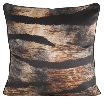 EWA MINGE Poszewka MING 16 A z luksusowego welwetu z designerskim nadrukiem i wypustką na brzegach 60 x 60 cm brązowy,czarny
