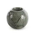 Świecznik ceramiczny DARA z wytłaczanym wzorem liści - ∅ 10 x 9 cm - turkusowy 2