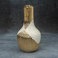 Wazon ceramiczny biało-złoty z geometrycznym wzorem - ∅ 12 x 23 cm - beżowy 1