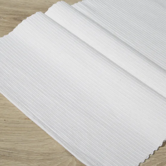 Bieżnik MADLEN z bawełny tkany w drobny wzorek - 40 x 140 cm - biały