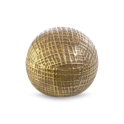 Kula ceramiczna SELMA z wytłaczanym wzorem brązowo-złota Kula ceramiczna SELMA z wytłaczanym wzorem brązowo-złota - ∅ 11 x 9 cm