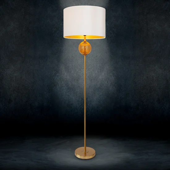 LIMITED COLLECTION Lampa stojąca LUNA 5 z podstawą łączącą szkło i metal oraz welwetowym abażurem BLASK BIELI - ∅ 46 x 165 cm - biały