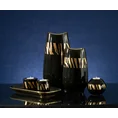 Wazon ceramiczny SELENA  czarny ze złotym zdobieniem - 14 x 8 x 28 cm - czarny 5