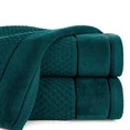 Ręcznik FRIDA bawełniany o strukturze krateczki z szeroką welurową bordiurą - 50 x 90 cm - turkusowy 1