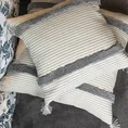 TERRA COLLECTION Poszewka PALERMO  z grubej tkaniny bawełnianej zdobiona puszystymi pasami i chwostami na rogach - 60 x 60 cm - srebrny 10