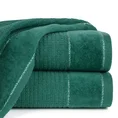 Ręcznik z welurową bordiurą przetykaną błyszczącą nicią - 50 x 90 cm - butelkowy zielony 1