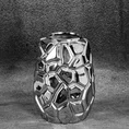 Wazon ceramiczny RENI o lśniącej powierzchni z wytłaczanym geometrycznym wzorem - ∅ 15 x 20 cm - srebrny 1