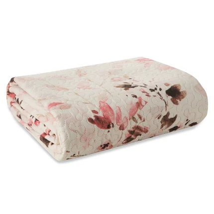 DESIGN 91 Narzuta POWDERY z nadrukiem malowanych pędzlem kwiatów pikowana metodą hot press DESIGN 91 Narzuta POWDERY z nadrukiem malowanych pędzlem kwiatów pikowana metodą hot press - 220 x 240 cm