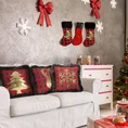 Skarpeta świąteczna z choinką ze złotych cekinów i futerkiem na brzegach - 50 cm - czerwony 2