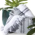 Ręcznik z frędzlami i żakardową bordiurą z błyszczącą nicią - 70 x 140 cm - biały 4