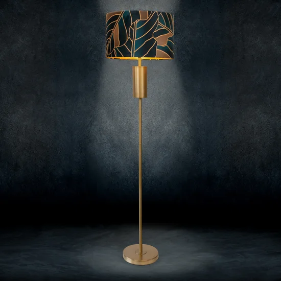 LIMITED COLLECTION Lampa stojąca LILI 1 na metalowej podstawie z welwetowym abażurem GŁĘBIA ZIELENI - ∅ 43 x 157 cm - zielony