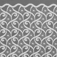 Tkanina firanowa zwiewna i delikatna mikrosiateczka w kolorze białym zakończona pasem haftu ze srebrną nicią - 280 cm - biały 4