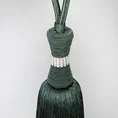 Dekoracyjny sznur do upięć z chwostem i drobnymi kryształkami - dł. 74 cm - butelkowy zielony 3
