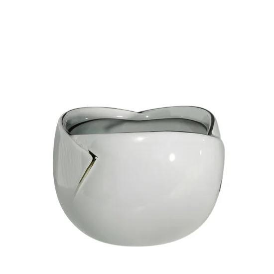 Misa ceramiczna o srebrnych brzegach - 14 x 14 x 10 cm - popielaty