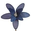 Świąteczny kwiat dekoracyjny z puszystej tkaniny - 20 cm - granatowy 2