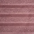 Ręcznik z żakardową bordiurą z wzorem w jodełkę i srebrną nitką - 50 x 90 cm - liliowy 2