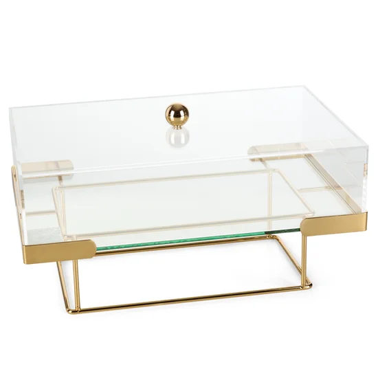 Elegancka patera dekoracyjna MATEO z transparentną pokrywką - 34 x 22 x 20 cm - transparentny