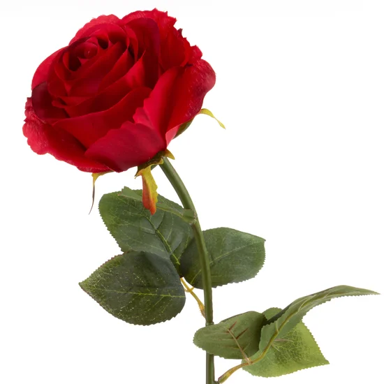 RÓŻA  kwiat sztuczny dekoracyjny z płatkami z jedwabistej tkaniny - ∅ 10 x 62 cm - czerwony