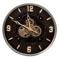 Dekoracyjny zegar ścienny w stylu industrialnym z ruchomymi kołami zębatymi - 60 x 8 x 60 cm - srebrny 1