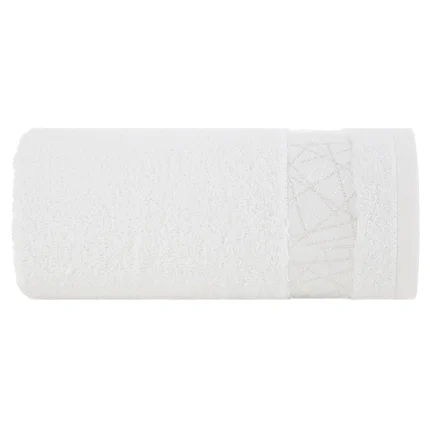 Ręcznik kąpielowy 50x90 cm bawełniany kolor biały z żakardową bordiurą 480 g/m2 NIKA Ręcznik kąpielowy 50x90 cm bawełniany kolor biały z żakardową bordiurą 480 g/m2 NIKA - 50 x 90 cm