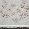 Zazdrostka z etaminy zdobiona nadrukiem magnolii i koronką, styl rustykalny - 150 x 60 cm - biały 6