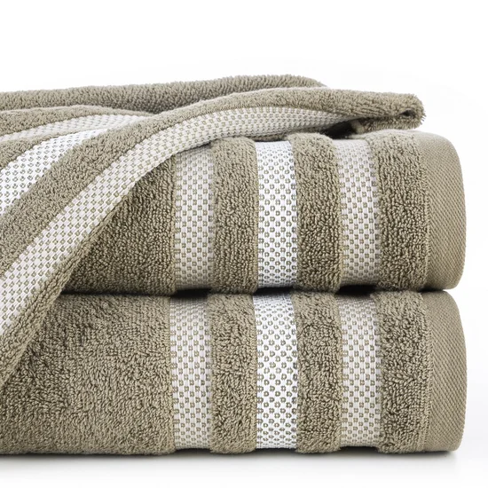 EUROFIRANY CLASSIC Ręcznik bawełniany GRACJA z ozdobną bordiurą w pasy - 50 x 90 cm - jasnobrązowy