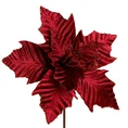 Świąteczny kwiat dekoracyjny z błyszczącego welwetu dekorowany brokatem - 32 x 35 cm - czerwony 2