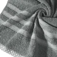 Ręcznik z żakardową bordiurą w pasy - 70 x 140 cm - stalowy 5