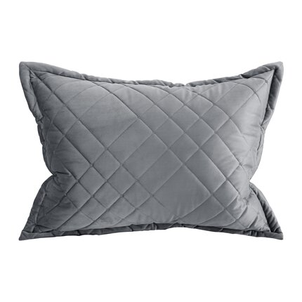 Poszewka dekoracyjna RIA 6 zdobiona geometrycznymi przeszyciami 50 x 70 cm stalowy | Eurofirany