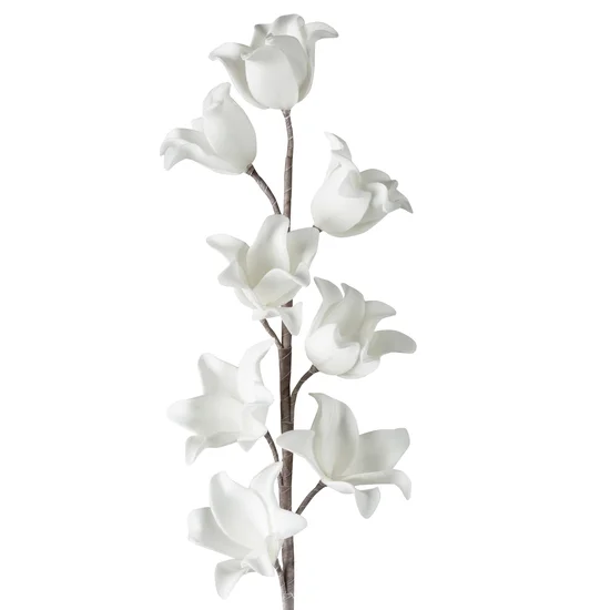 GAŁĄZKA OZDOBNA z kwiatami, kwiat sztuczny dekoracyjny - dł. 80 cm śr. kwiat 10 cm - biały