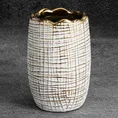 Wazon ceramiczny SELMA z wytłaczanym wzorem biało-złoty - ∅ 10 x 16 cm - biały 1