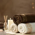 Ręcznik AGIS z żakardową bordiurą z motywem liści, ZERO TWIST - 70 x 140 cm - brązowy 6