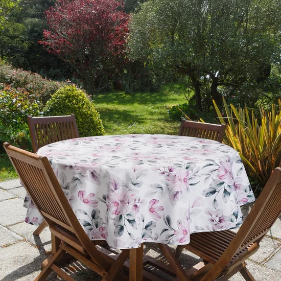 Okrągły obrus GARDEN na taras oraz balkon z wodoodpornej tkaniny - ∅ 150 cm - biały