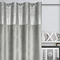 Zasłona z welwetu z ozdobnym pasem ze srebrnym połyskiem w górnej części - 140 x 250 cm - srebrny 1