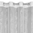 Firana LEILA z tkaniny o strukturze drobnej siateczki z nadrukiem srebrnych liści - 140 x 260 cm - biały 6