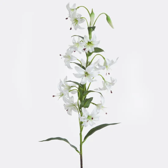 LILIA MARTAGON sztuczny kwiat dekoracyjny z płatkami z jedwabistej tkaniny - 83 cm - biały