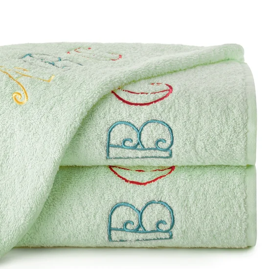 Ręcznik dziecięcy BABY z haftem z literkami - 30 x 50 cm - miętowy