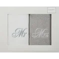 Komplet ręczników z haftem Mrs&Mr w kartonowym opakowaniu - 47 x 37 x 7 cm - biały 1