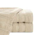 Ręcznik klasyczny podkreślony żakardową bordiurą w pasy - 70 x 140 cm - beżowy 1