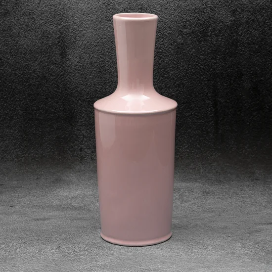 Wazon ceramiczny  SIMONA z perłowym połyskiem - ∅ 13 x 36 cm - różowy